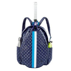 Pre-Owned Oliver Thomas 24+7 Tennis Backpack - Navy with Light Blue/White Stripe